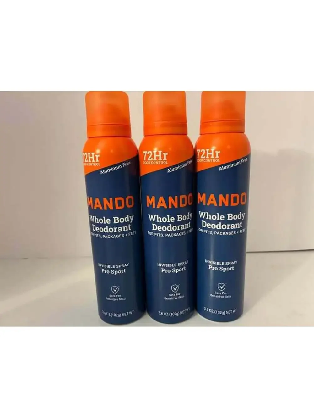 Mando Whole Body Deodorant Invisible Spray Pro Sport 3.6oz - 3 Pack